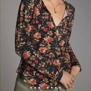 Pilcro Dark Floral Waffle Knit
